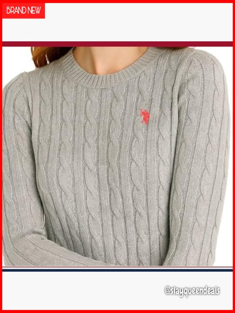 Women's Crew Neck Cable Knit Sweater Long Sleeve Pullover - Picture 2 of 6